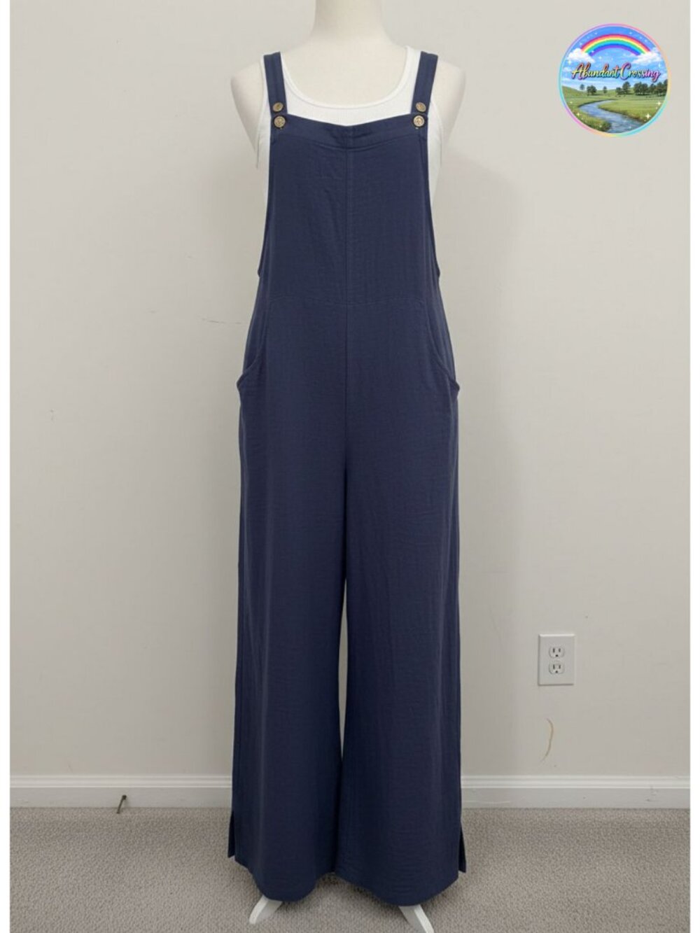 Sleeveless Square Neck Wide Leg Jumpsuit Overalls with Pockets